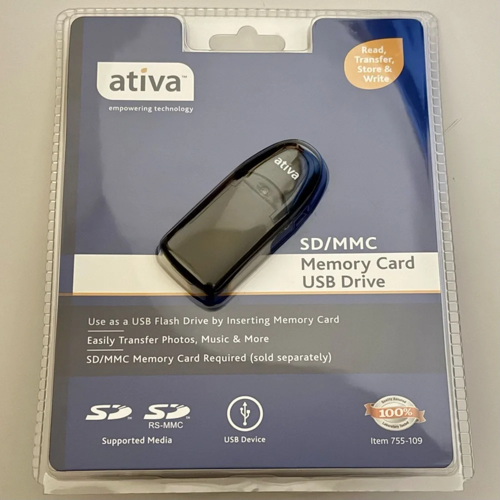 Ativa Blue and Black SD/MMC USB Drive